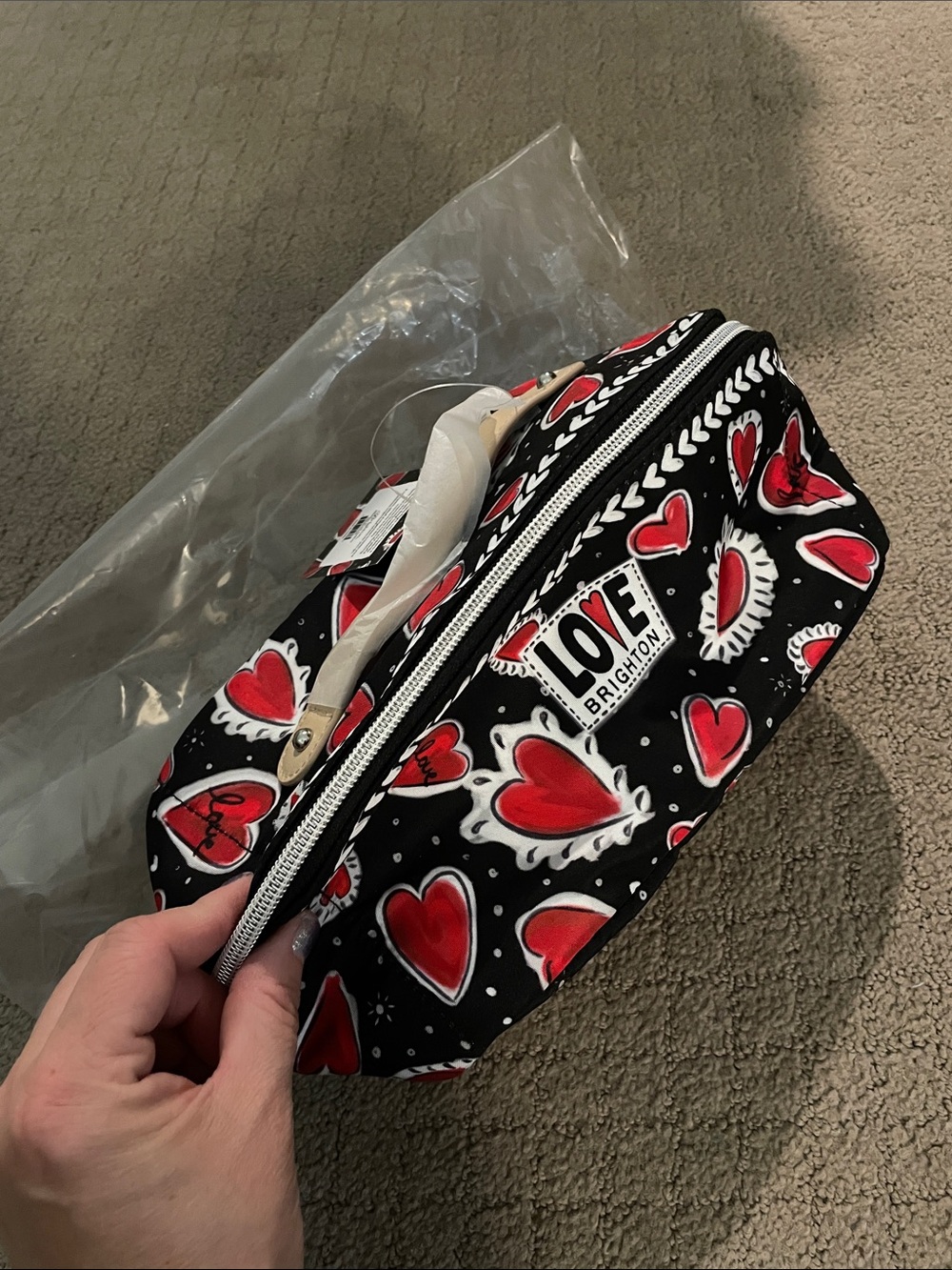 Brighton Black Cosmetic Case with Red Heart Print - Picture 13 of 13